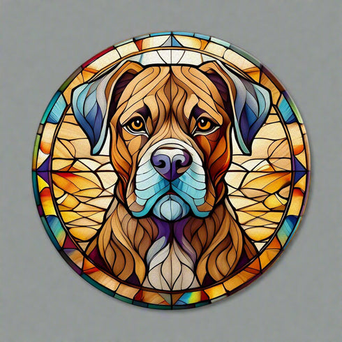 Boxer Brindle Circular Glass Suncatcher Worktop Saver